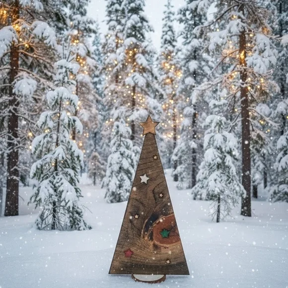 Rustic Wooden Holiday Tree Decor - Picture 2 of 2